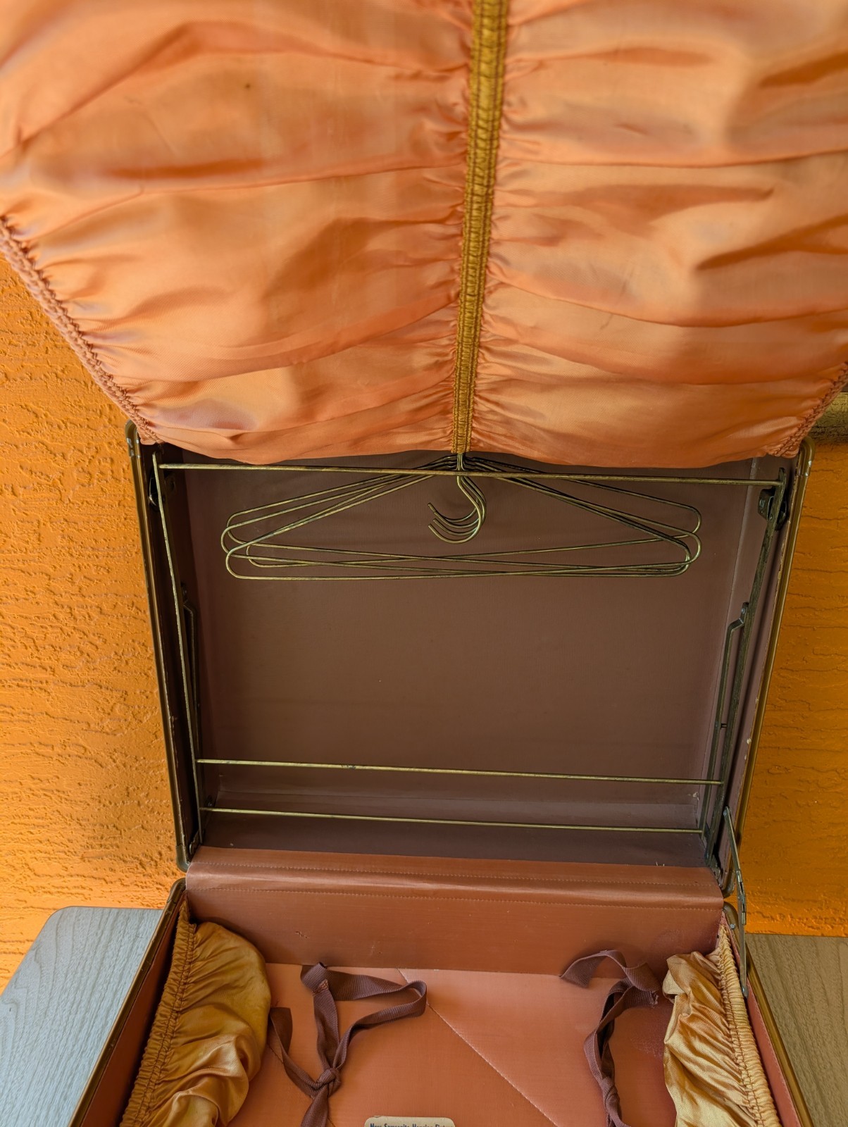 Vintage Samsonite Shwayder Bros Brown Luggage Set 1940s 50s Hanging Fixture Pan