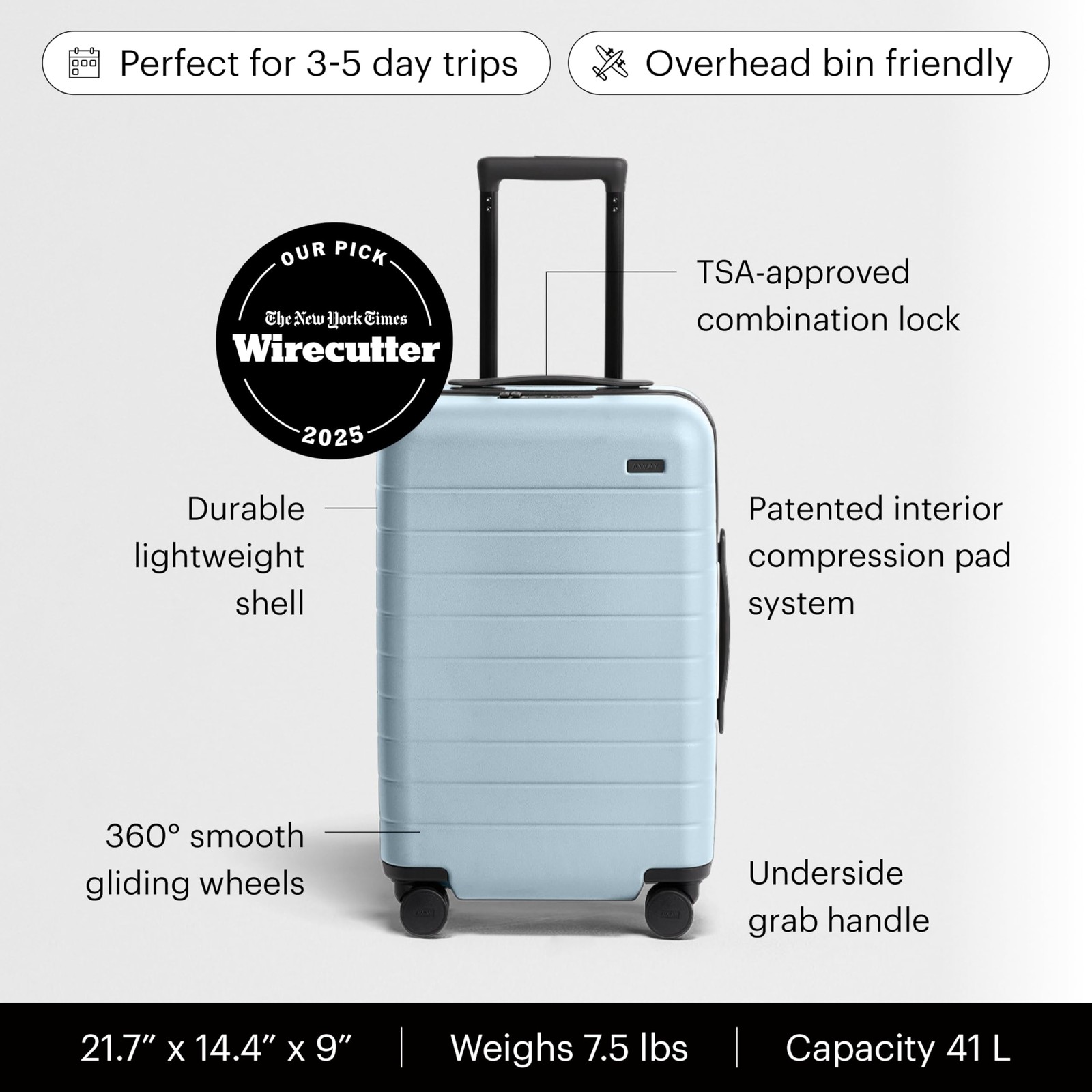Away Retailer Exclusive Carry-On Luggage – 22-Inch Lightweight Hardside Suitcase