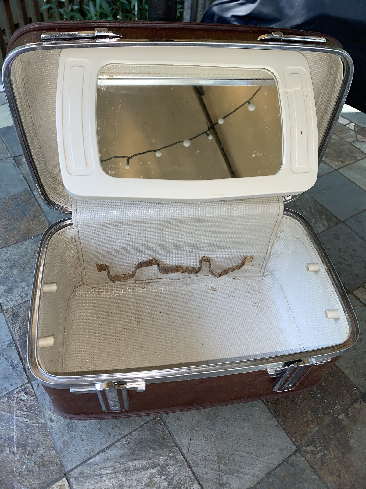 Vintage American Tourist Luggage Carry On Make Up Attache Mirror 11×14 ❤️tw11j