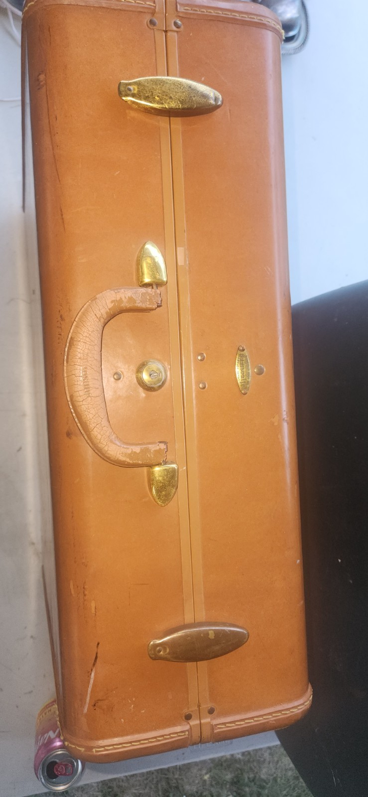 Vintage Brown Samsonite Shwayder BROS. Hard Shell Train Suitcase Luggage Case