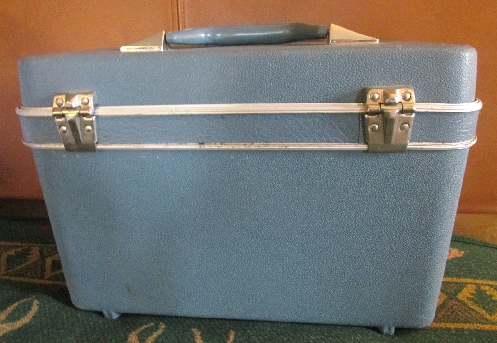 Vintage Blue Sears Travel Master Train Case With Combination Lock