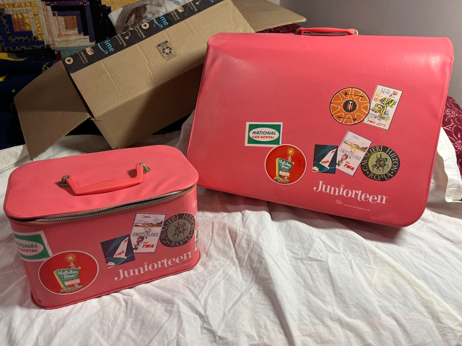 Juniorteen Pink Suitcase 1960s Garment Bag Case Barbie Standard Plastic