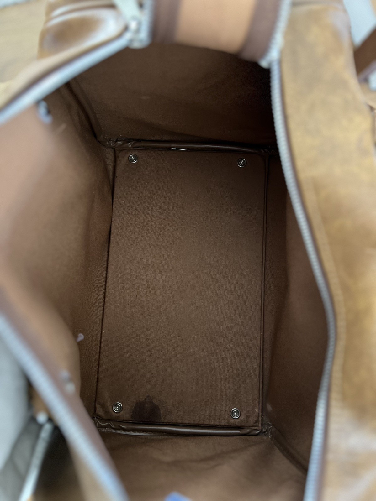 American Tourister Carry On Vintage Duffle Bag Brown Leather Handles & Strap
