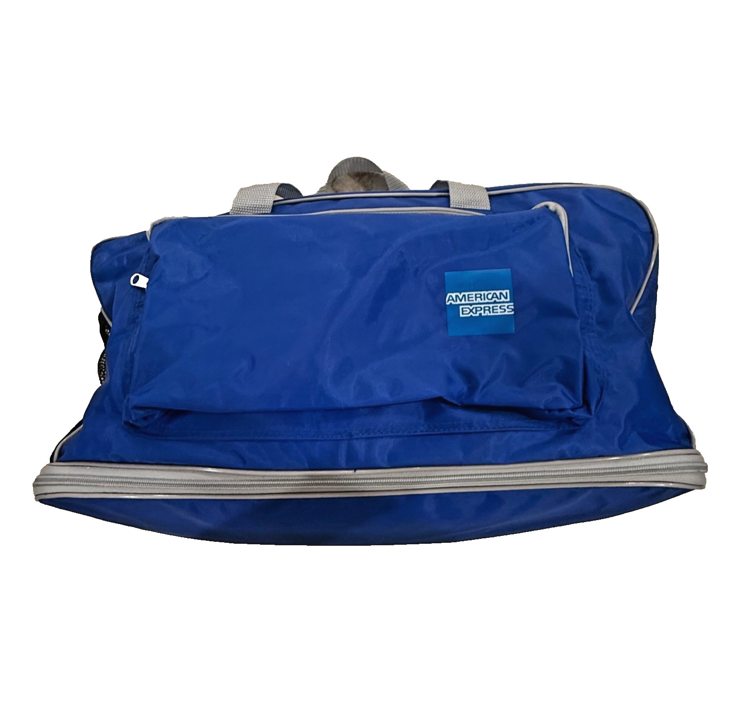 American Express Vintage Expandable Duffle/Gym Bag/Handles/Shoulder Strap Blue