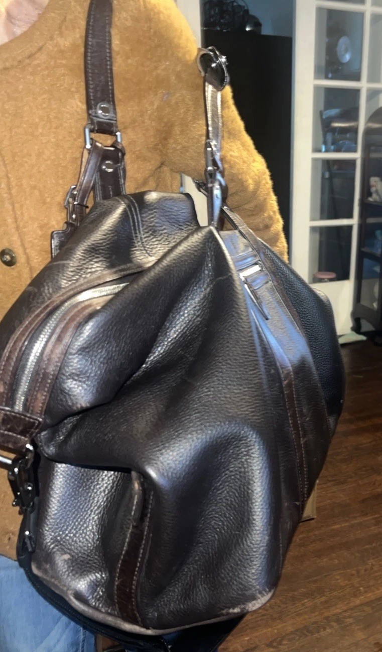 TUMI Large Rare Genuine Soft Leather Chocolate Brown travel Duffle Bag Vintage
