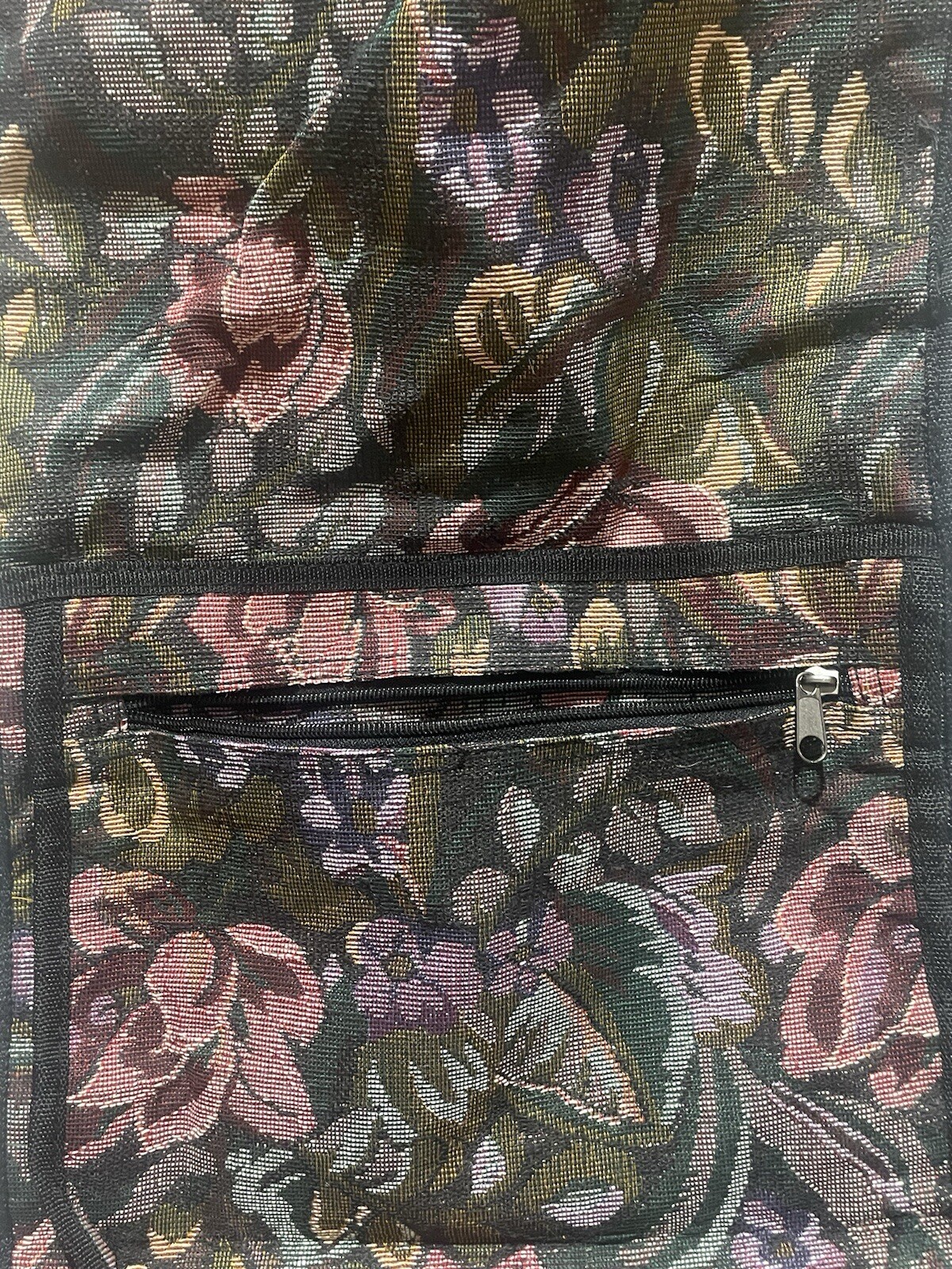 Embroidered Canvas Vintage Foldable Suitcase With Zipper Pockets