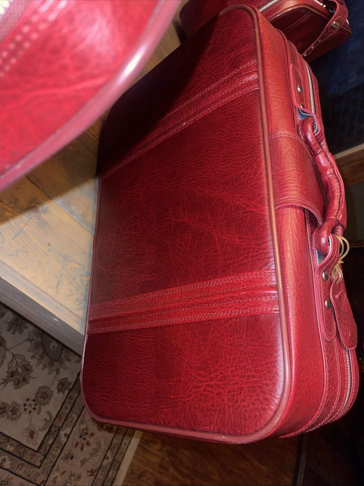 New Vista Vintage 1970s Burgundy Red 5 Piece Luggage Set Nesting Suitcases MCM