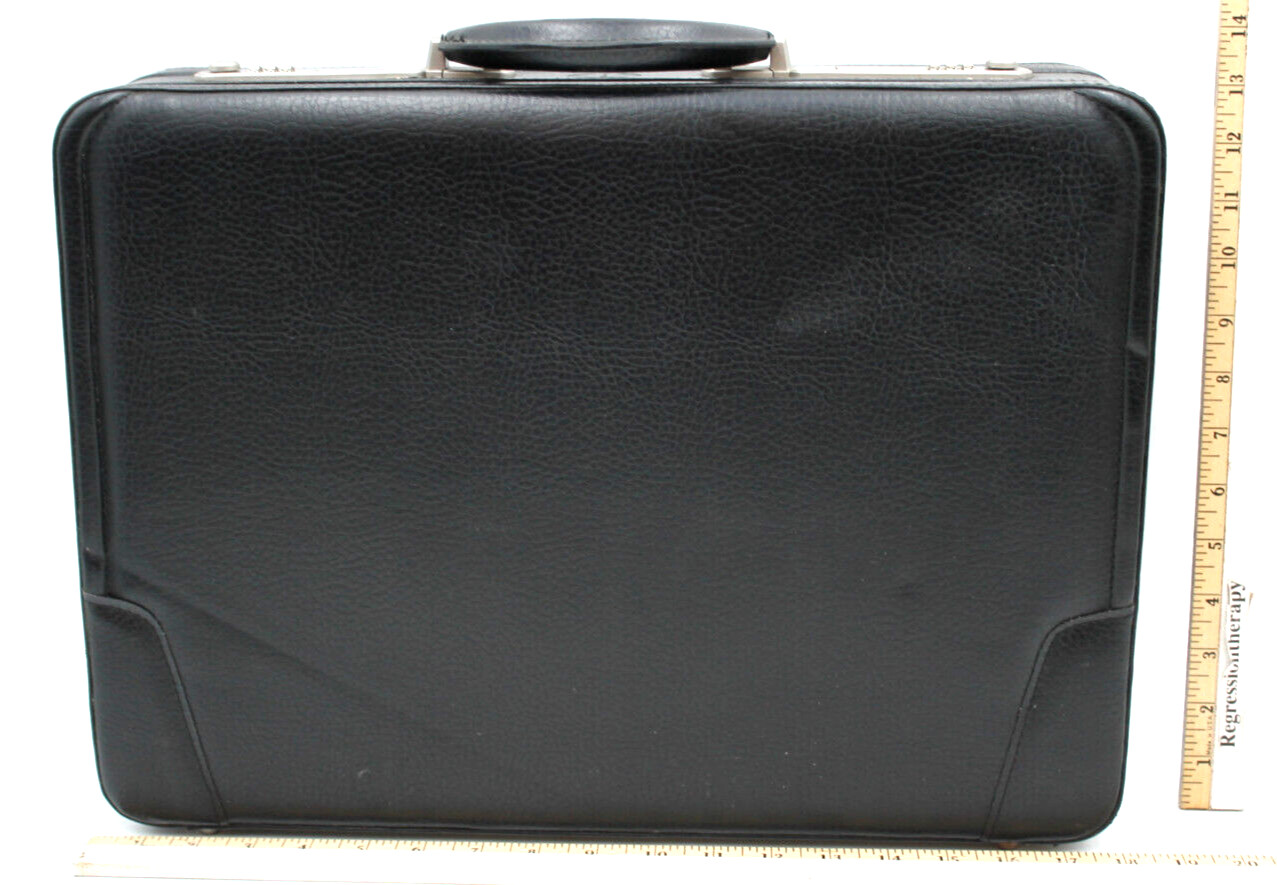Classic Vintage Briefcase Hard Shell Business Case 3-Digit Combination Lock Blk+