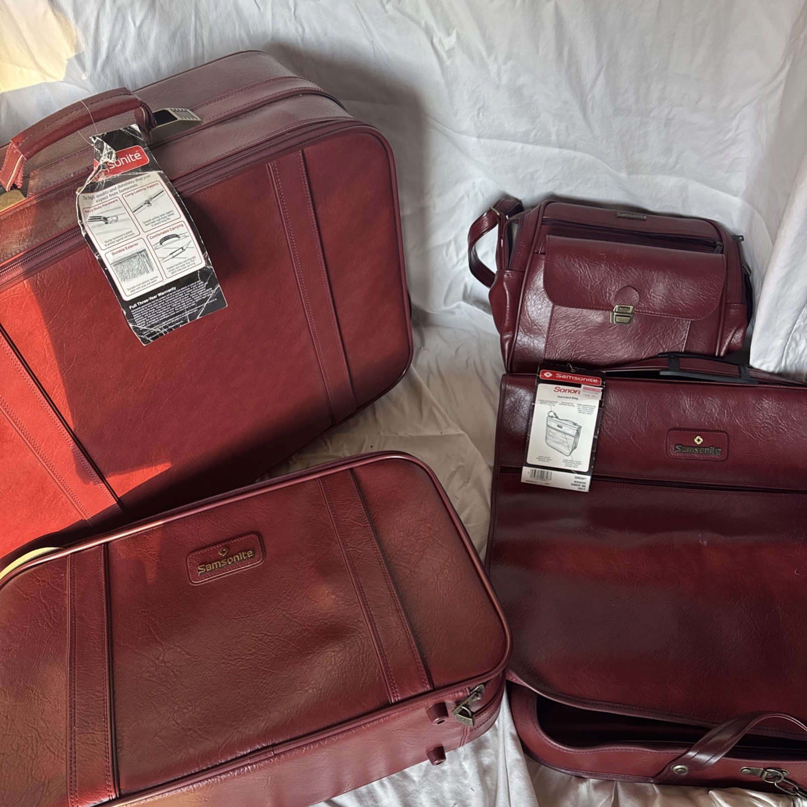 NEW Vintage Leather Samsonite Sonora Luggage 4 Piece Set Deadstock W/ Tags