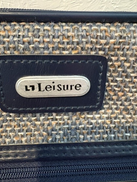 Vintage Leisure Soft-Sided Carry-On Luggage, Grey and Black Tweed Fabric w/Strap