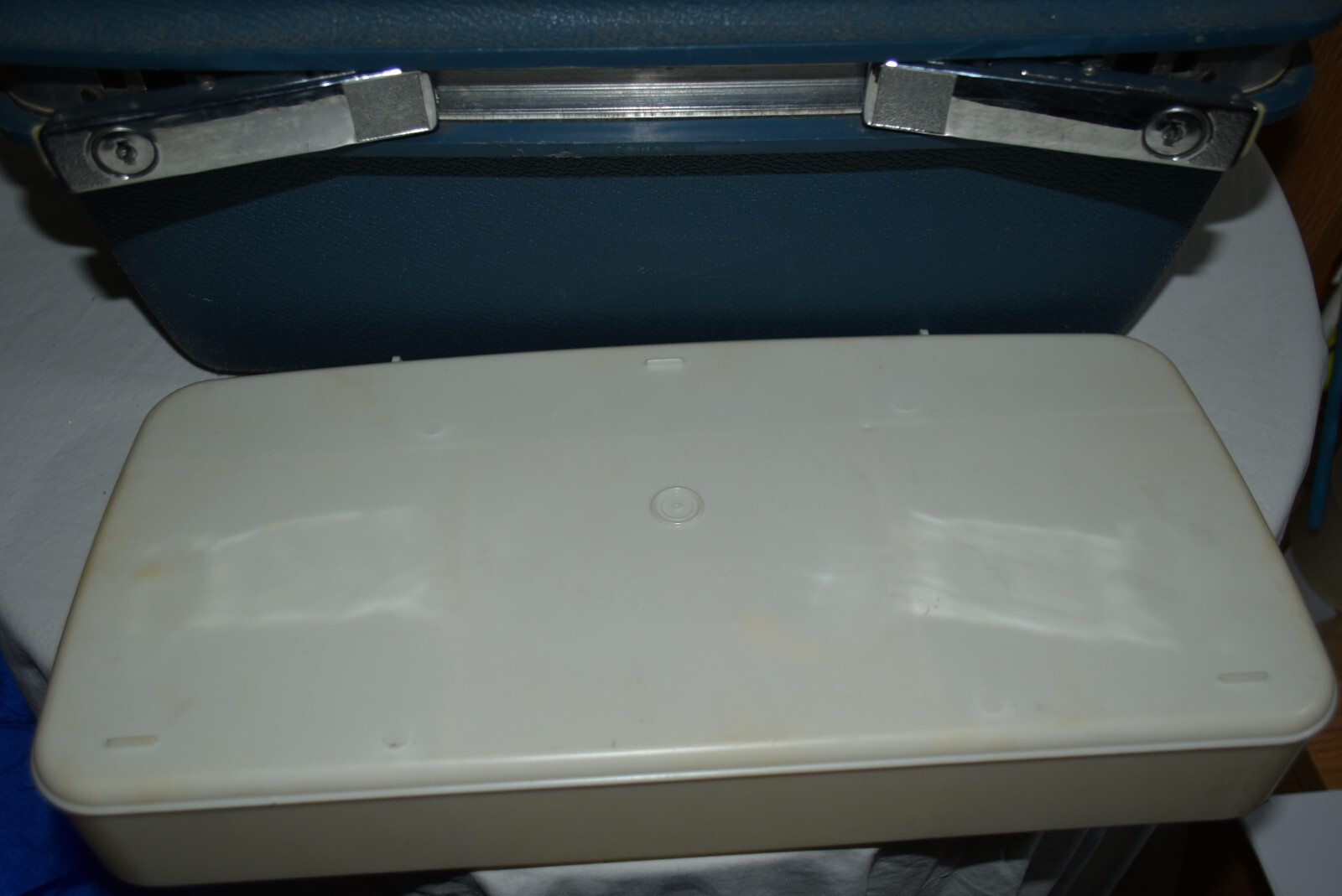 VINTAGE SAMSONITE JC Penney Blue Hard Shell TRAIN Makeup mirror Suit CASE key