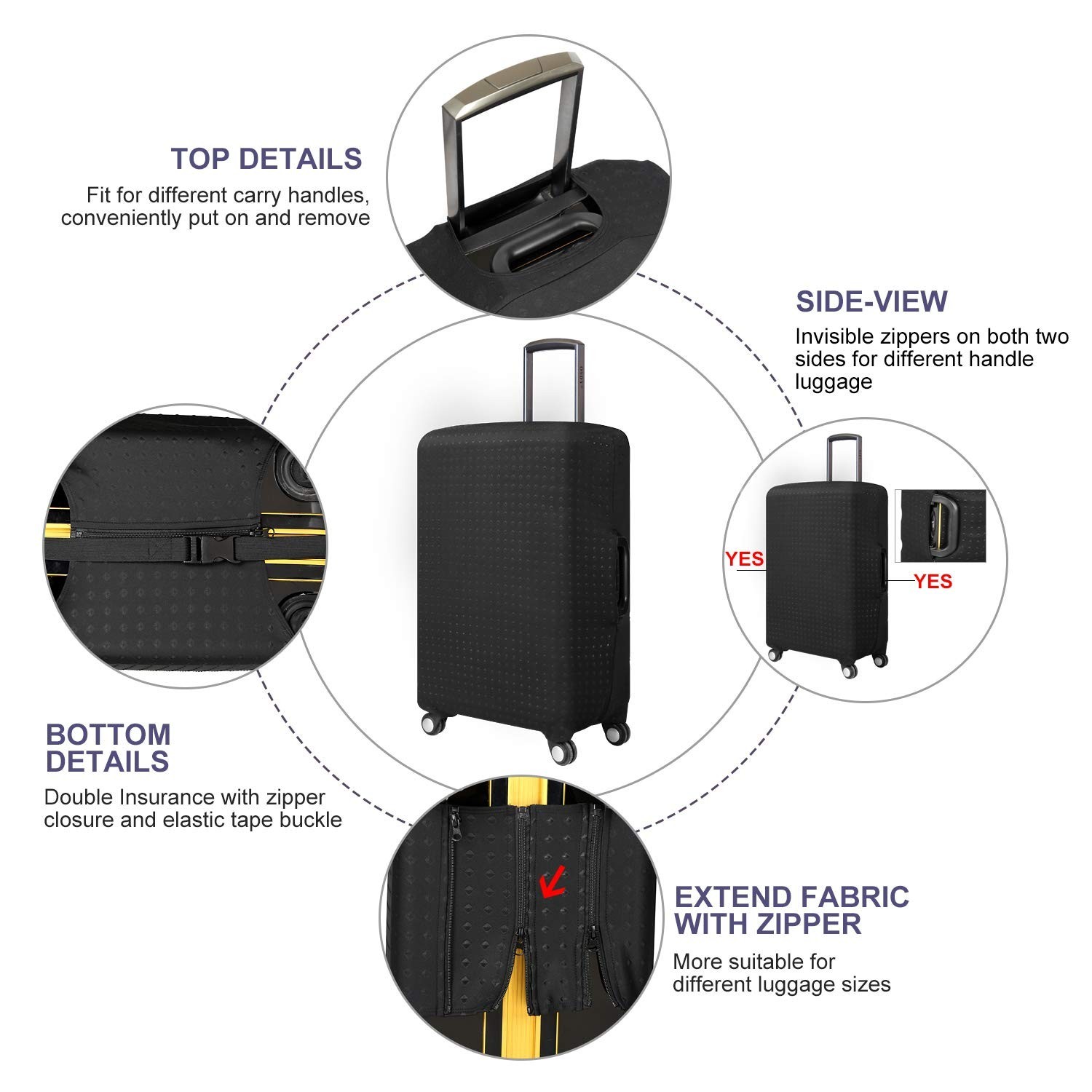 Travel Suitcase Protector elastic sleeve Cover 19″-20″ Anti-Scratch Luggage C…