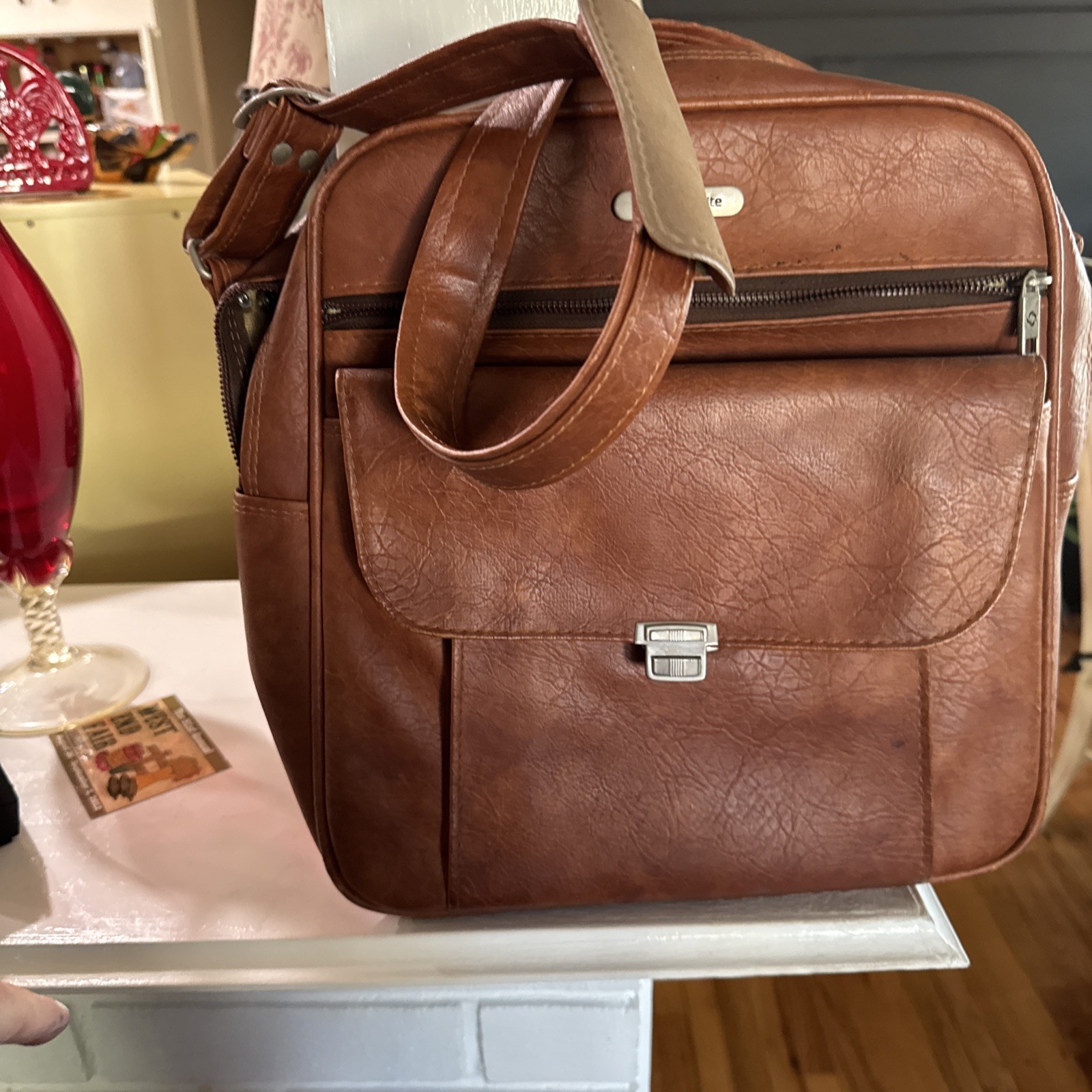 Vintage 1970s Samsonite Sonora Vinyl and Leather Carry-On Luggage Bag