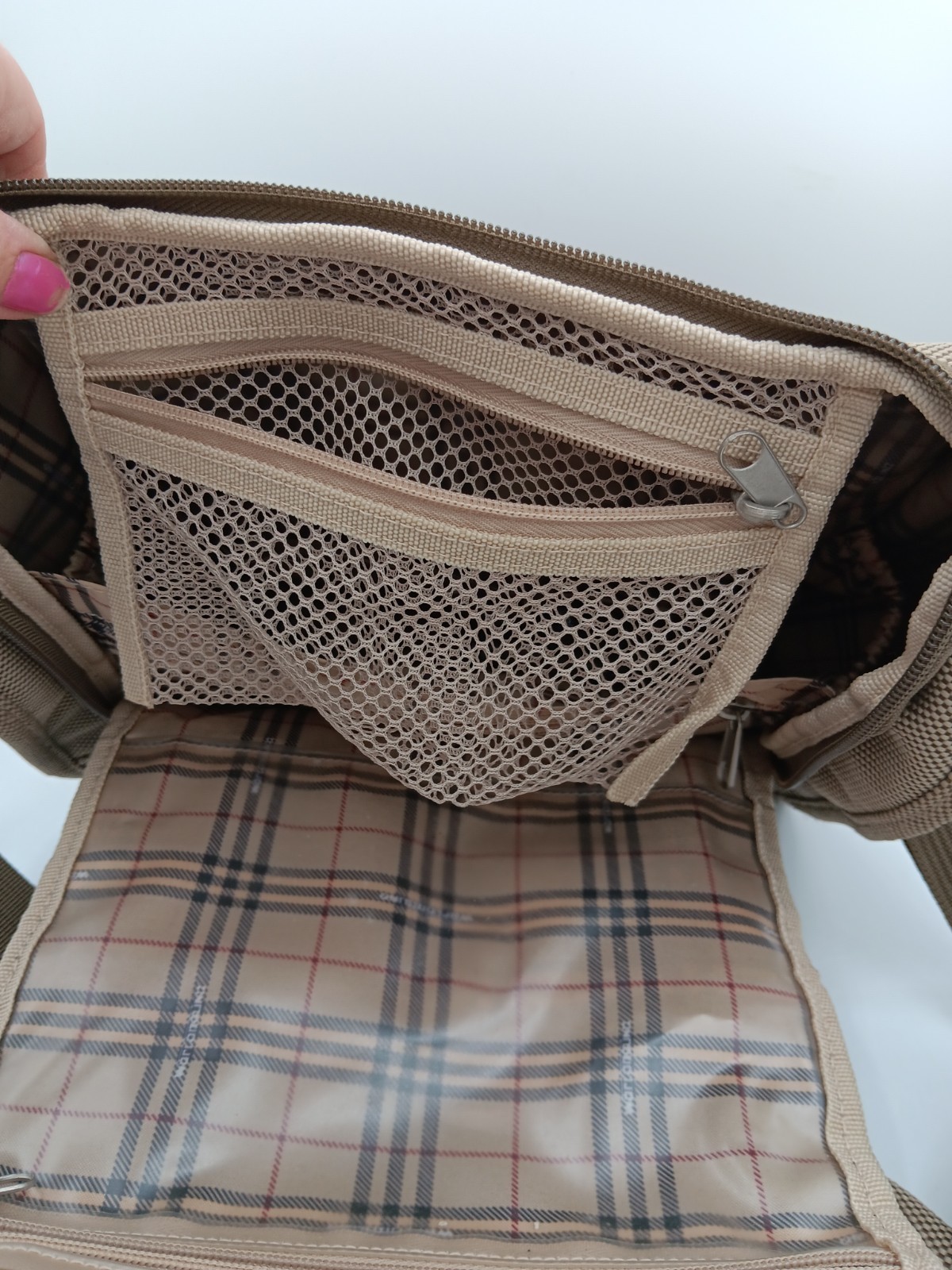 World Round Canvas Travel Shoulder/Crossbody Locking Bag Tan