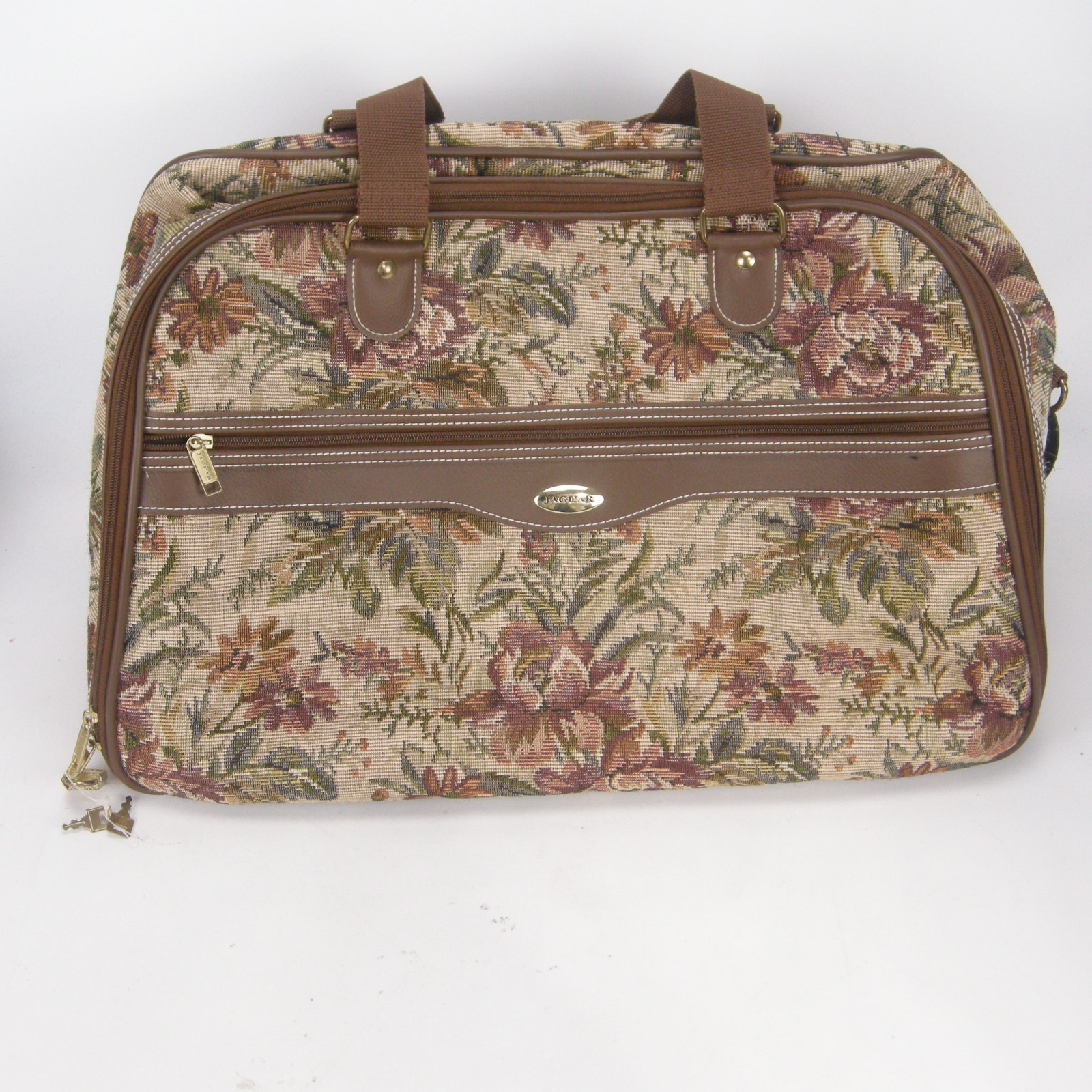 Jaguar Luggage Floral Tapestry 2 Piece Luggage Set Weekender Carry On EUC