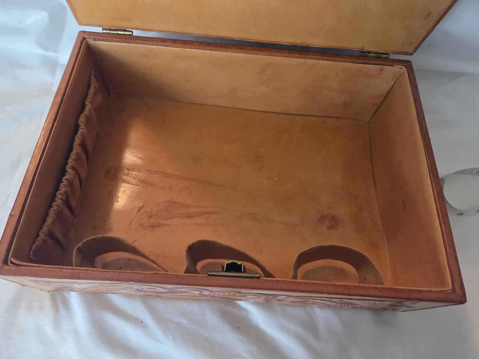 RARE!! Southwest Vintage Tooled Leather Jewelry/Cosmetic/Travel/Vanity Case
