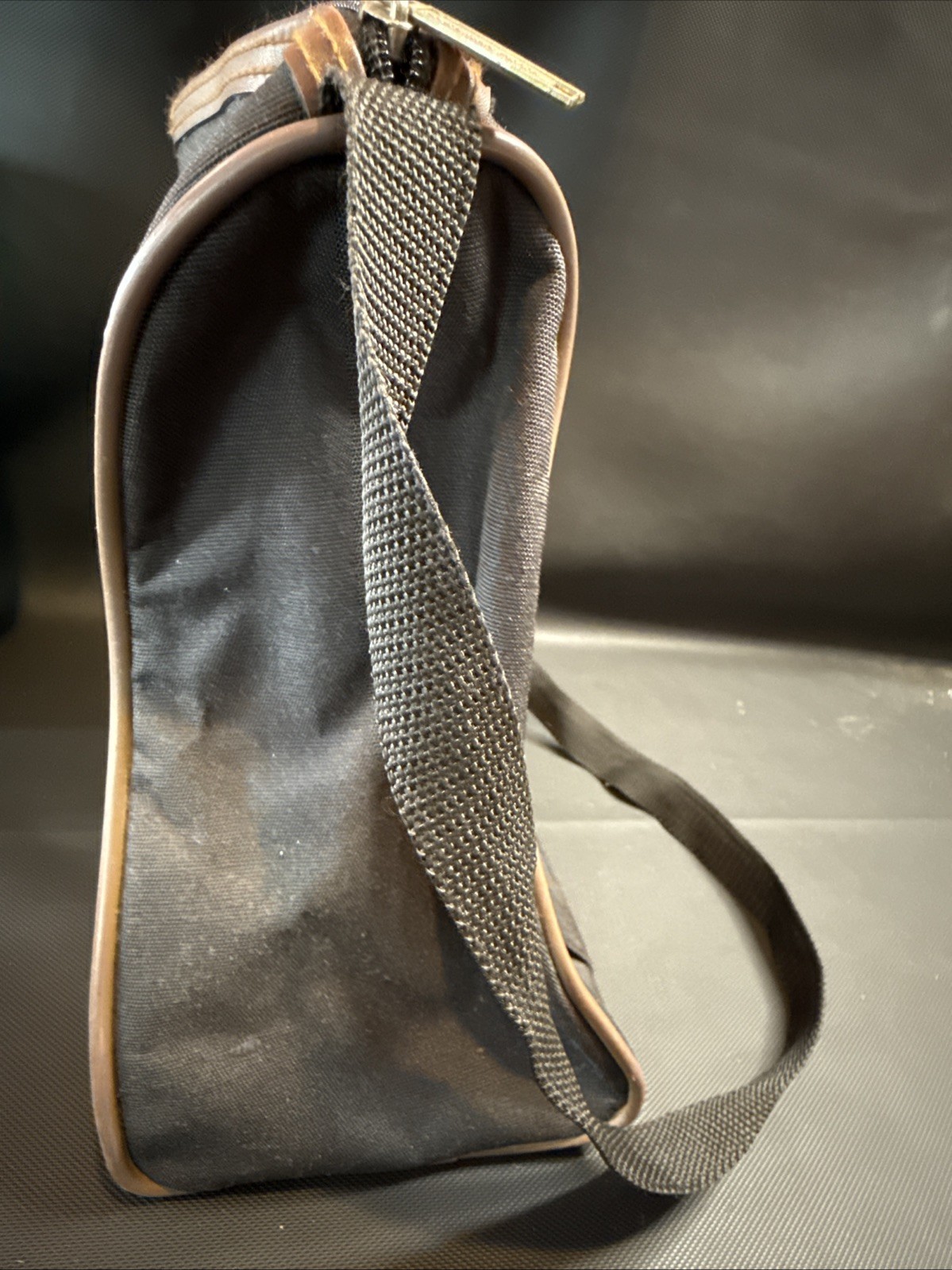 Vintage American Flyer Tote Carry On Bag Black Brown Nylon