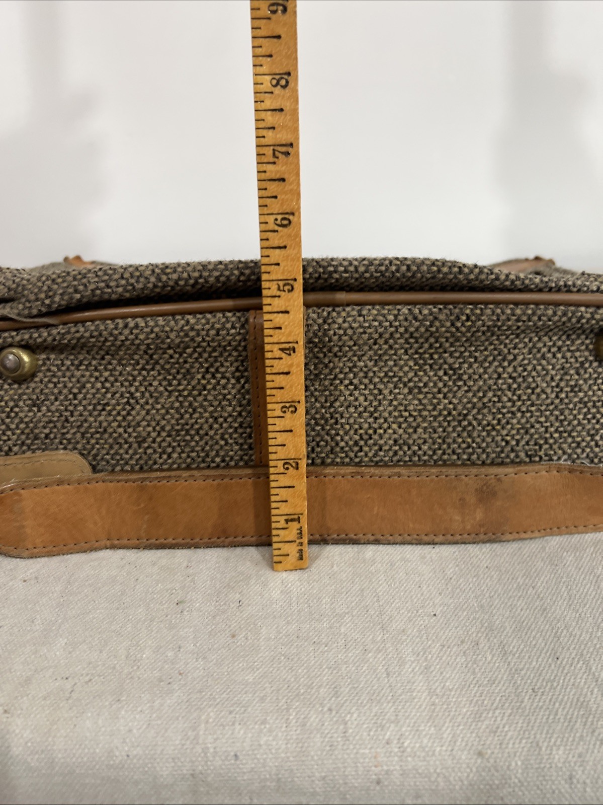 Vintage Hartmann Luggage Tweed & Leather Travel Shoulder Messenger Bag Carry On