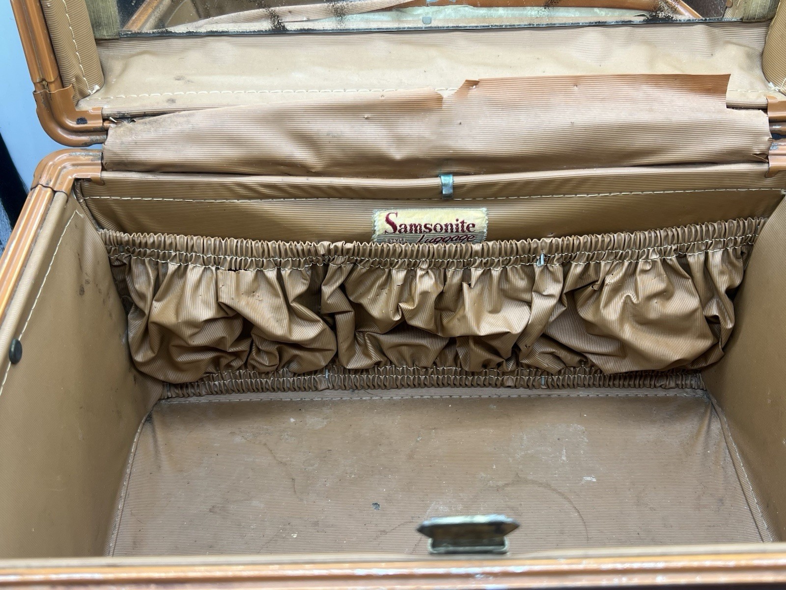 Vintage Samsonite Leather Weekender Vanity Suitcase