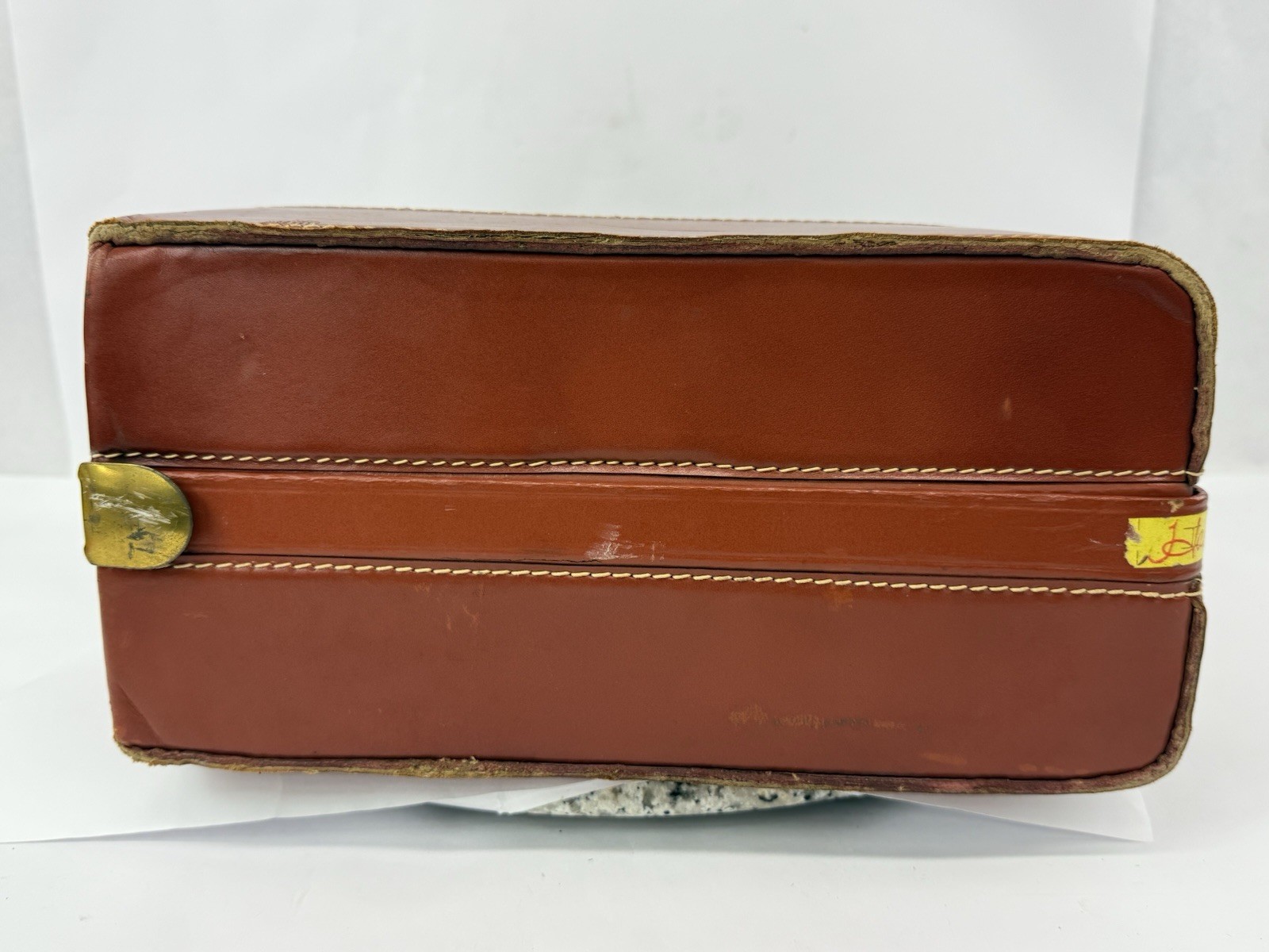 Vintage Luggage Genuine Top Grain Cowhide Brown Leather 21x14x7 Suitcase Travel