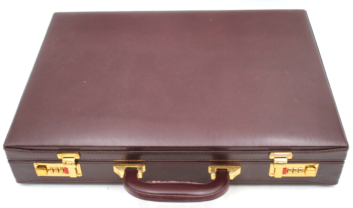 1989 Dilana Korea Leather Briefcase 3.5x13x18″ Burgundy Red Combination+++++++++