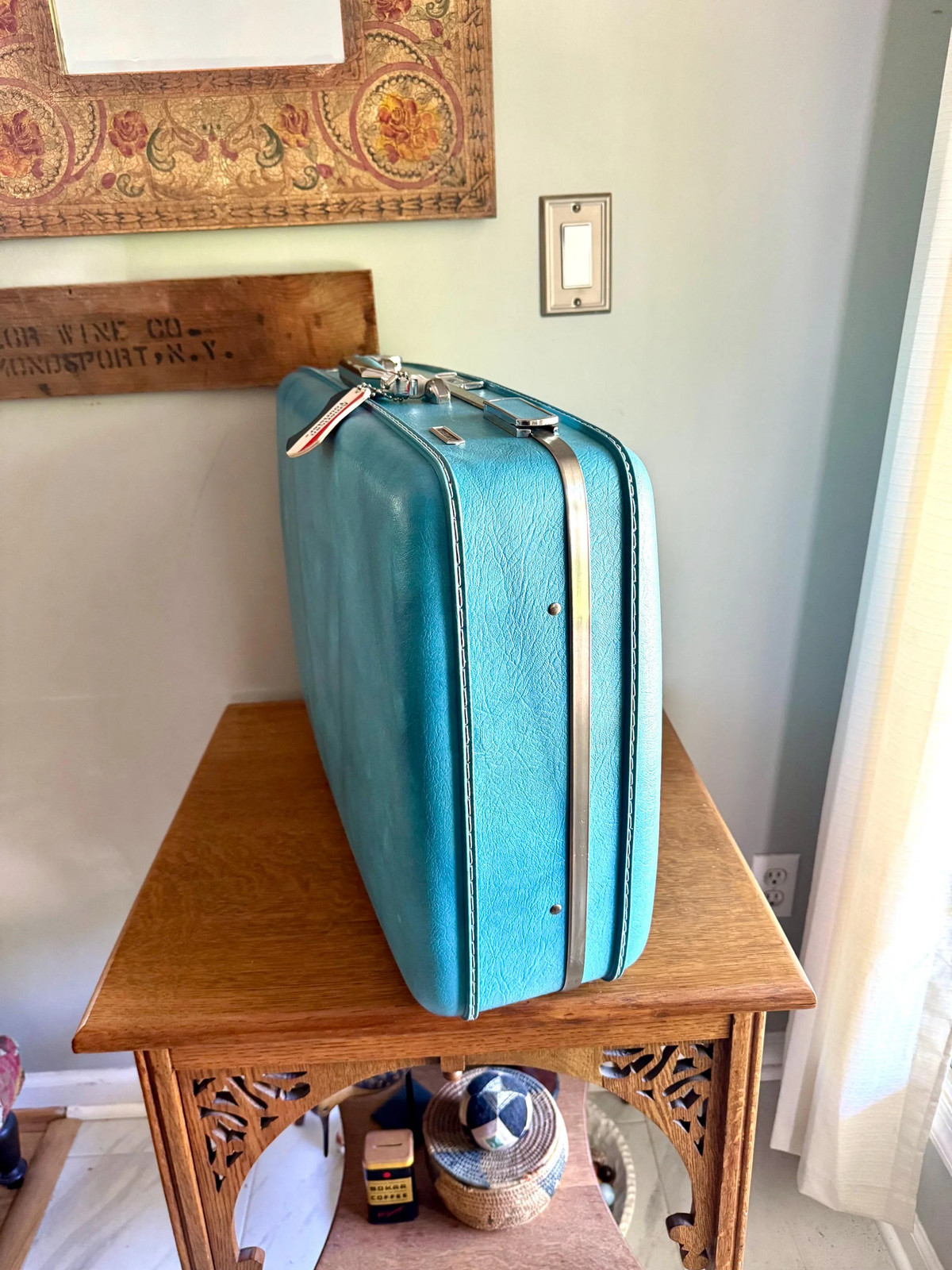 Vtg American Tourister Turquoise Marbled Luggage | American Tourister Suitcase
