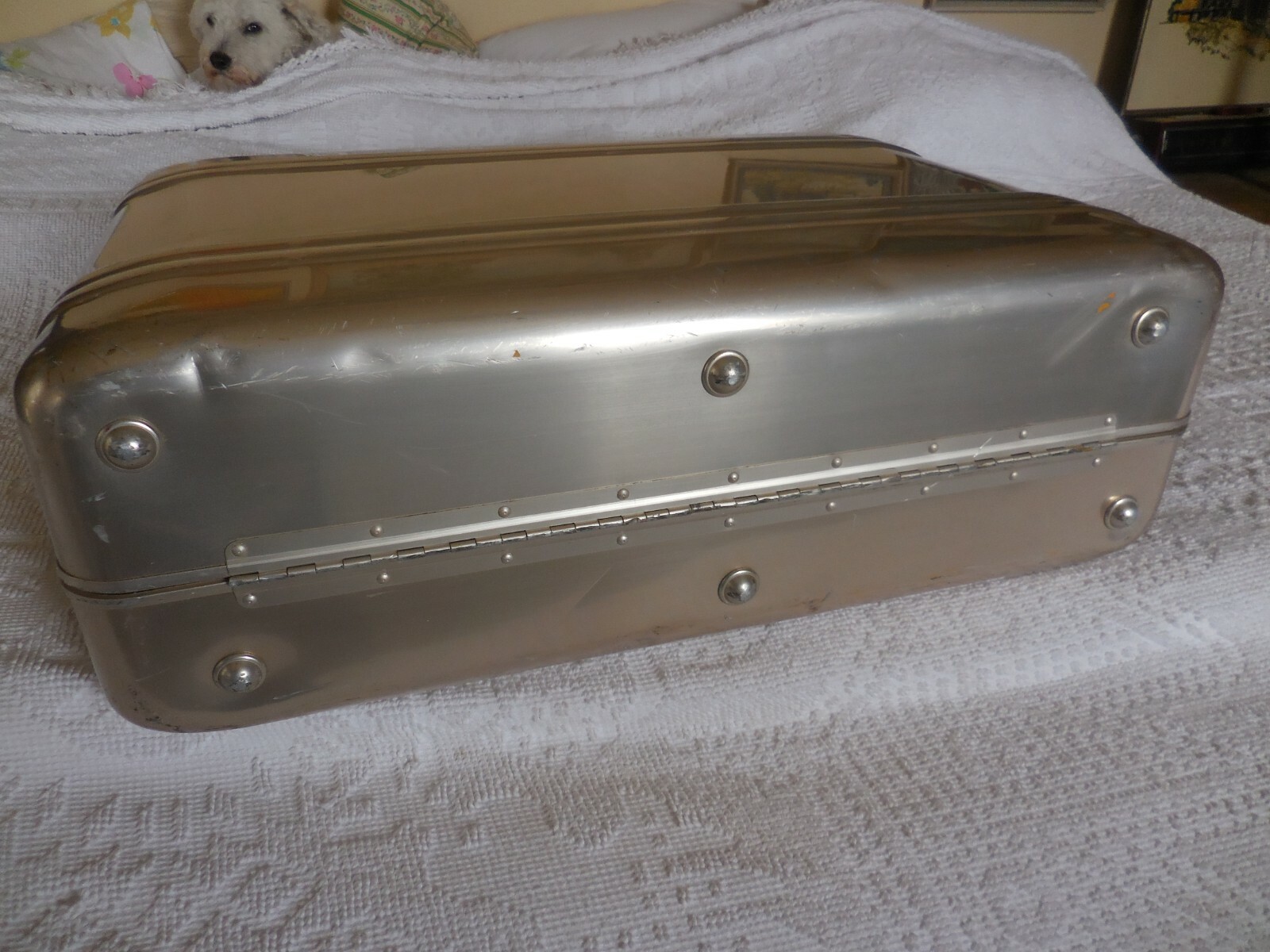 Vintage Zero Halliburton Gold Aluminum Suitcase Luggage Camera Gun Case 26x18x9