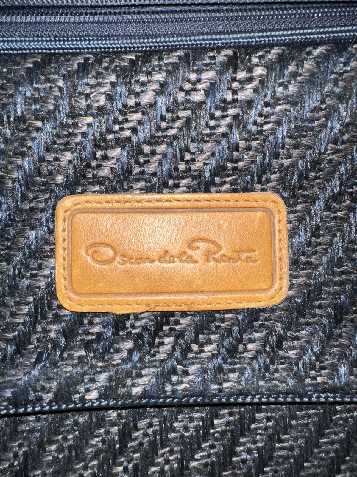 Oscar de la Renta Vintage Leather Trim Wool Tweed Retro Suitcase Luggage Quality