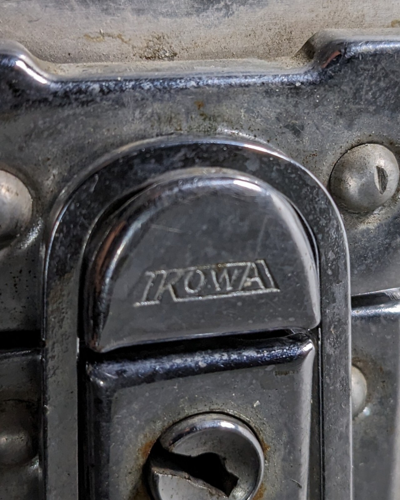 Vintage Machine Age Industrial Riveted Aluminum Travel Suitcase Trunk Steampunk