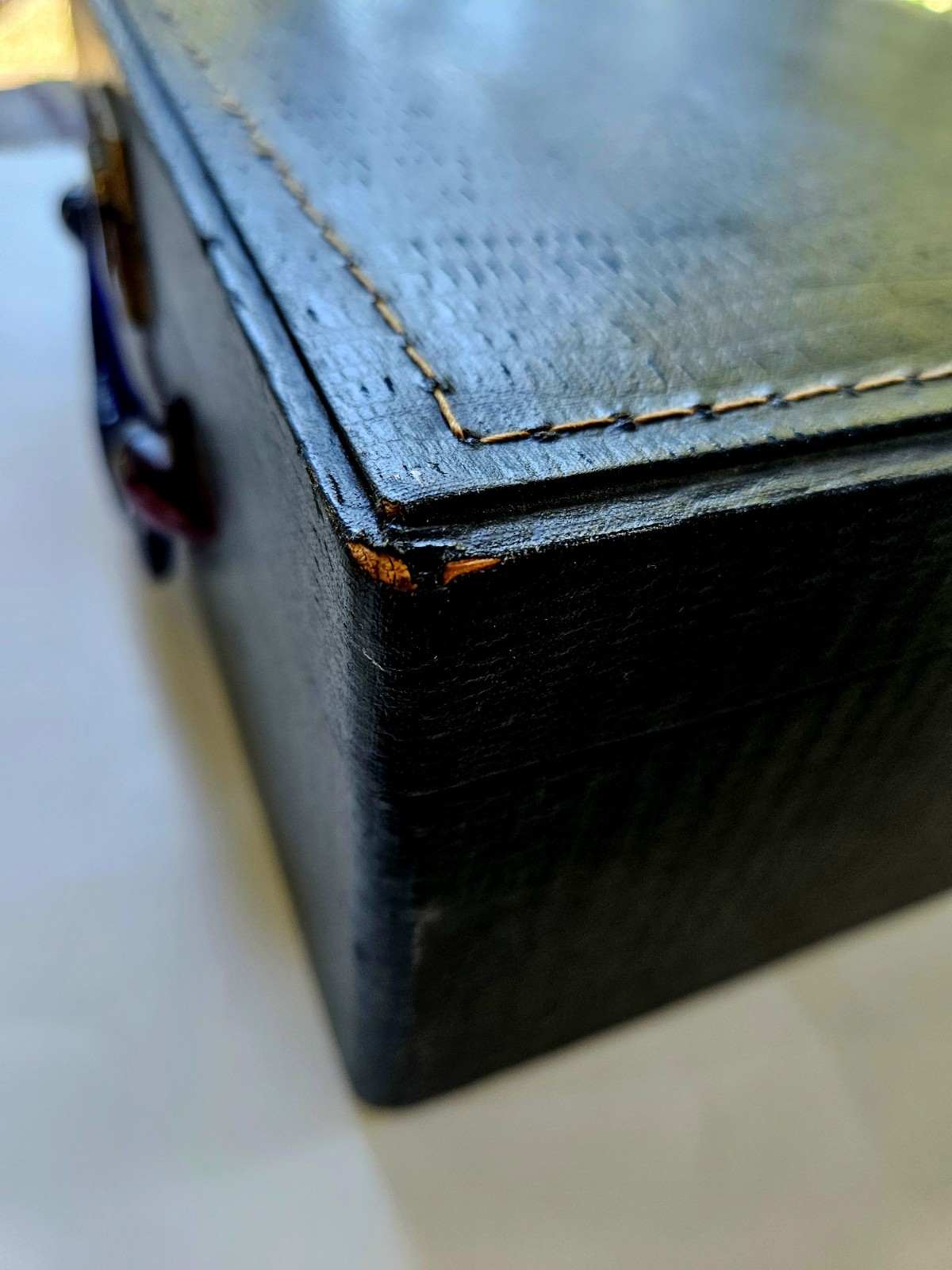 Vintage Deep Blue 13.5”x10″x5″ JC Higgins Brass Fitting Overnight Train Case