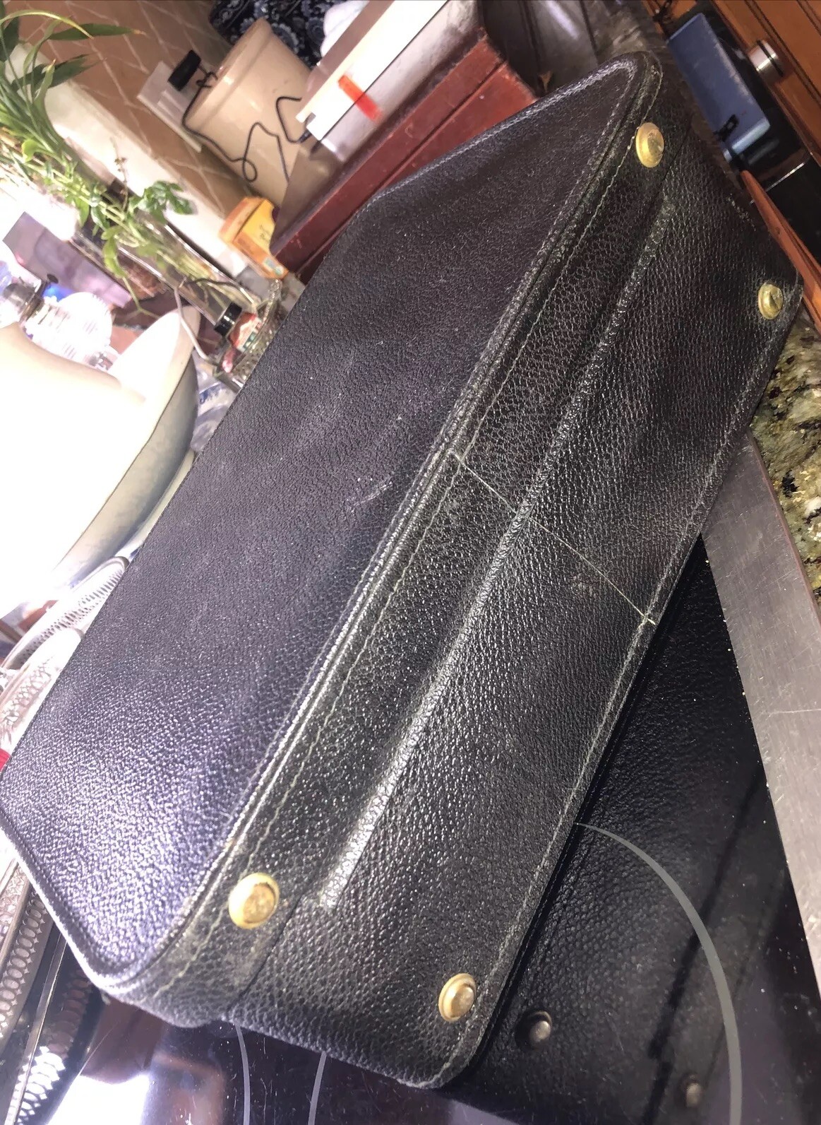 Vintage Hard Makeup Case- Red Plastic Lined Inside, Glass Bottles, Jar Plastic-
