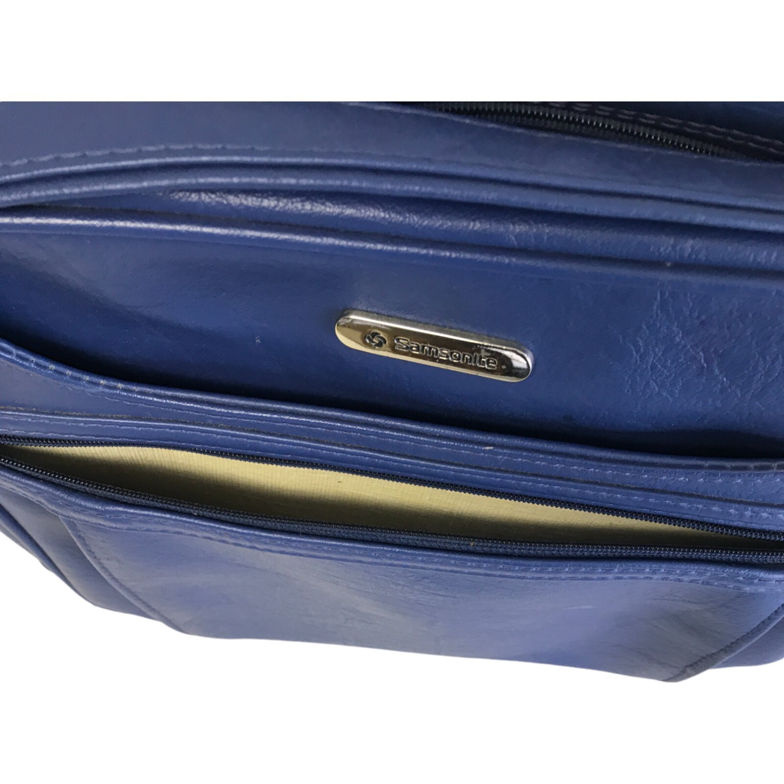 Vintage Samsonite Concord Carry On Blue Shoulder Bag Faux Leather Zip Pockets