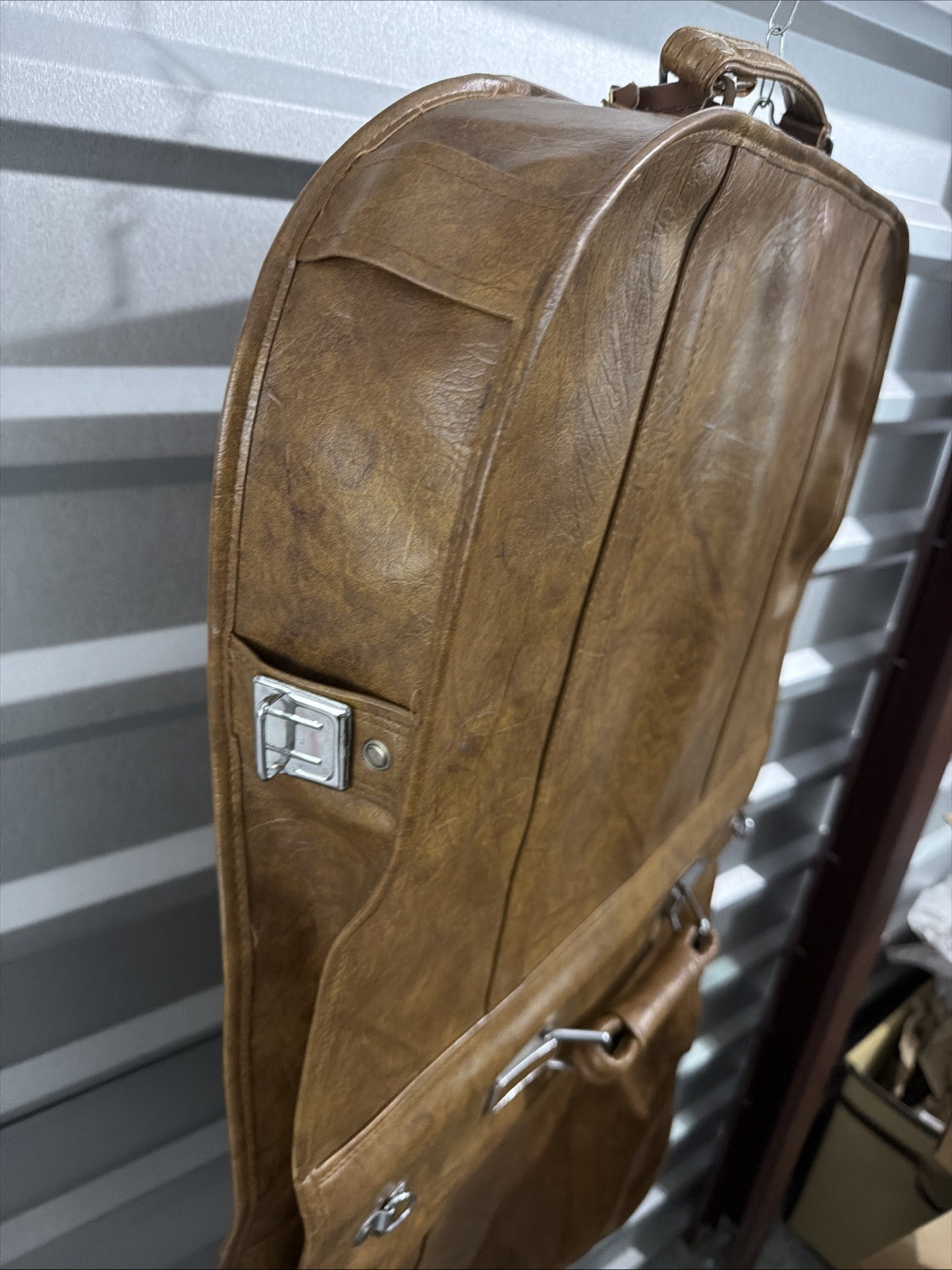 Vintage American Tourister Escort Garment Bag Faux Leather Brown Suit Carrier *