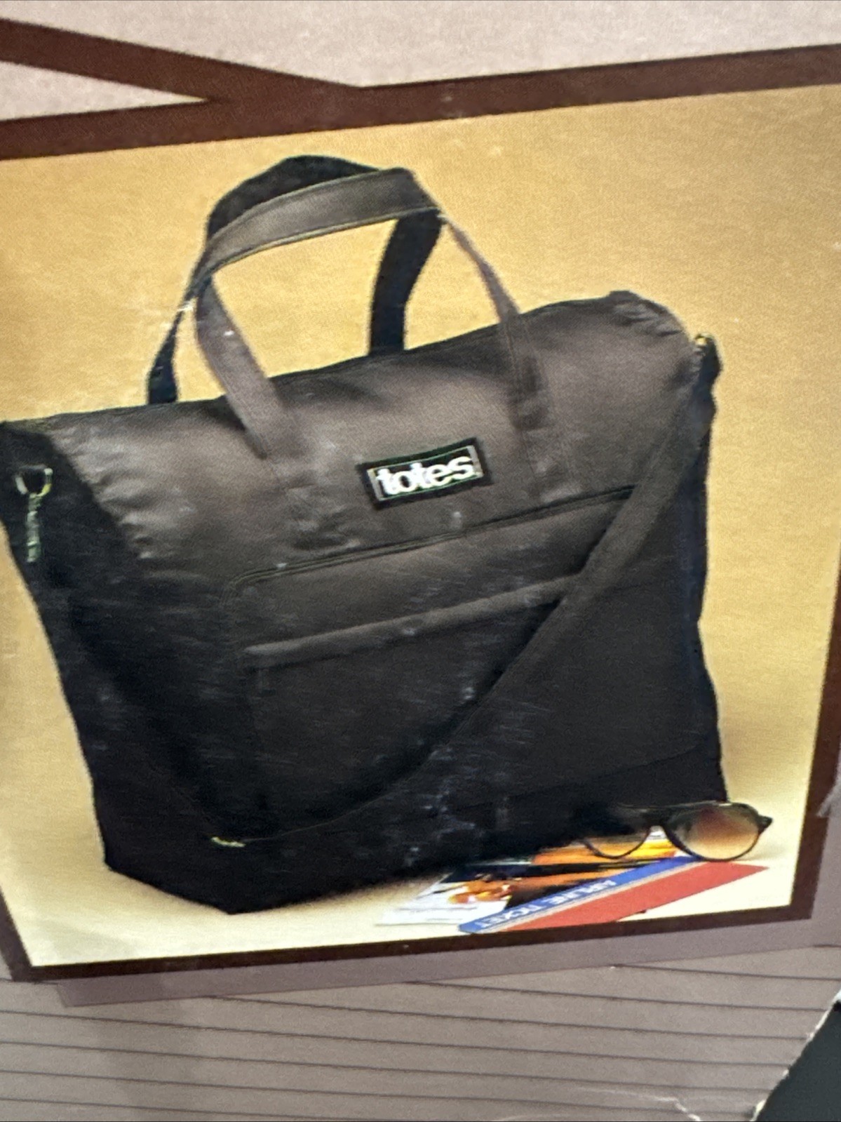 Totes Vintage Brown Nylon Folding Packable Luggage Shoulder Bag NOS 16x15x7