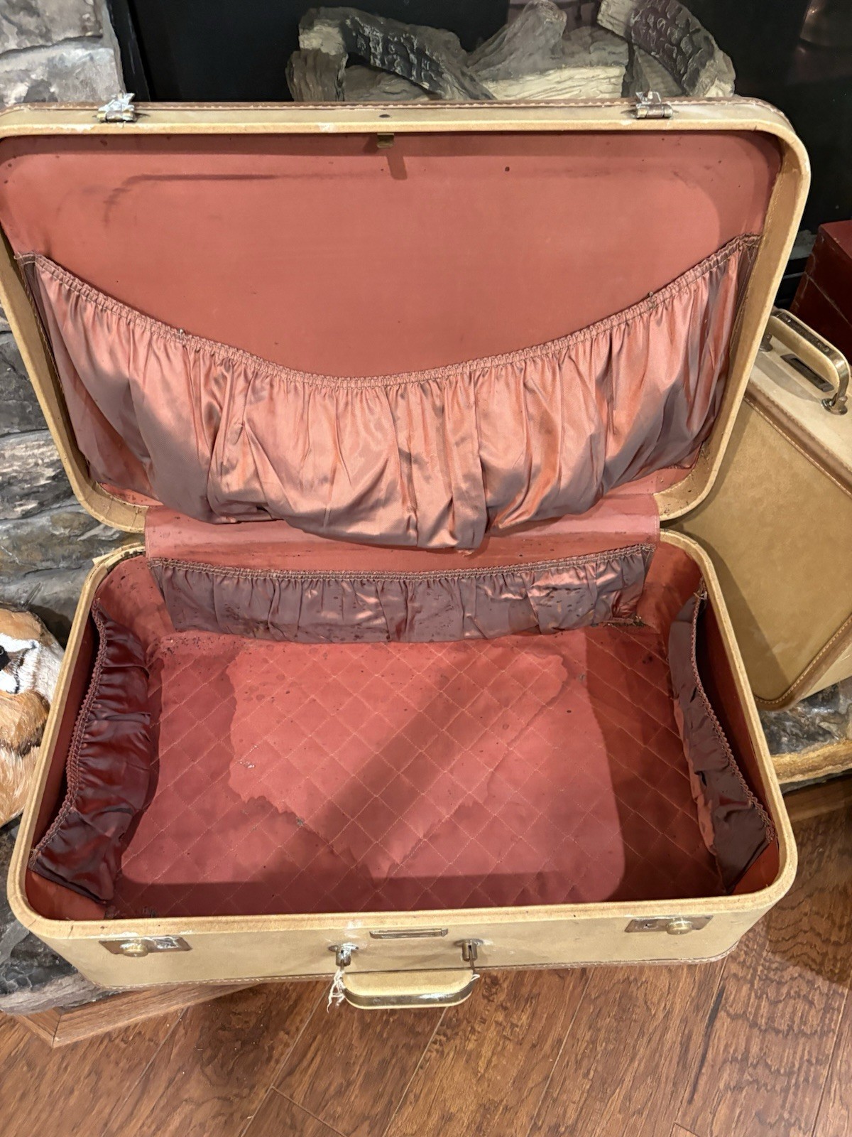 Rare Set Of 3 Matching VTG Sears JC HIGGINS LUGGAGE SET 40s 50s Tan Home Decor
