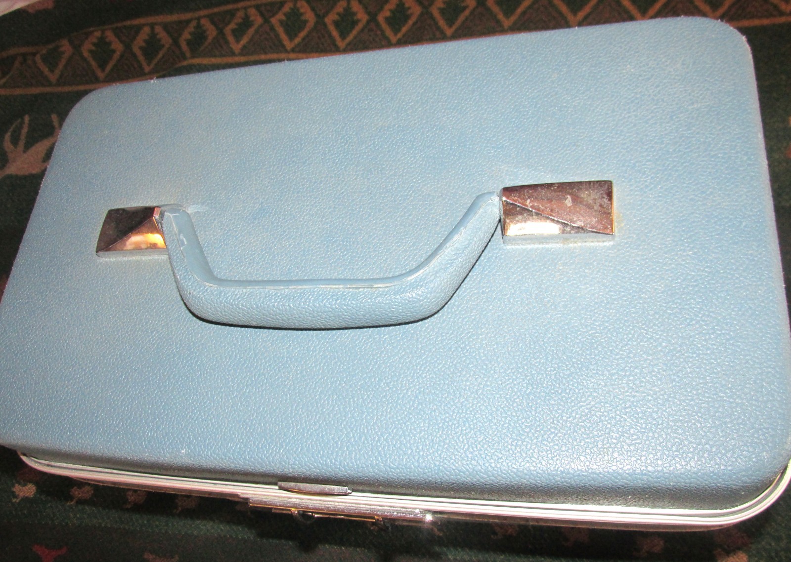 Vintage Blue Sears Travel Master Train Case With Combination Lock