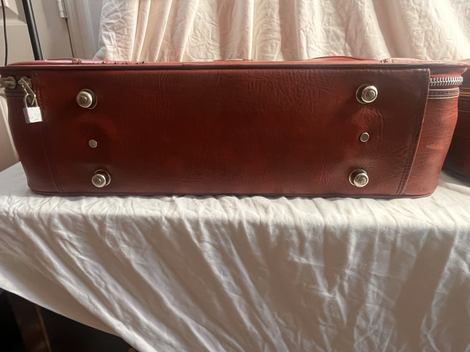Vintage Burgundy Travel Suitcases Set of 2