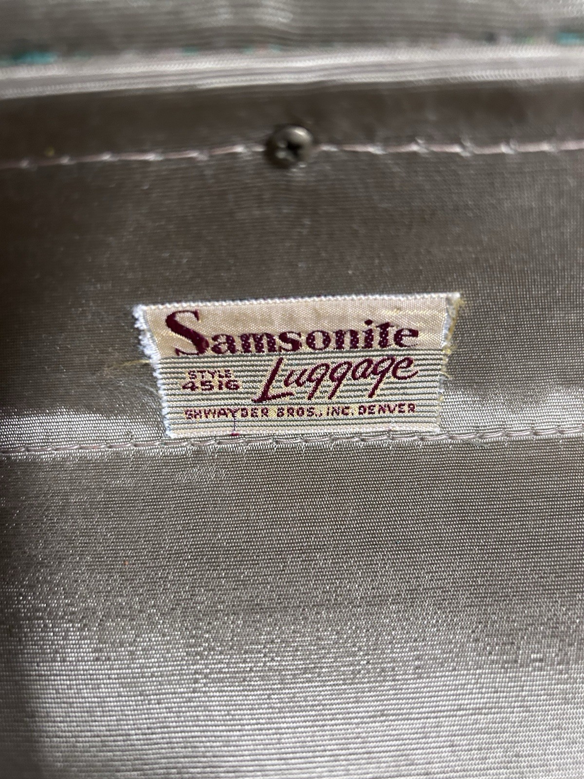 Vintage 1960s Samsonite Suitcase Hard Shell Cream Marbled Style 4516 Carry On