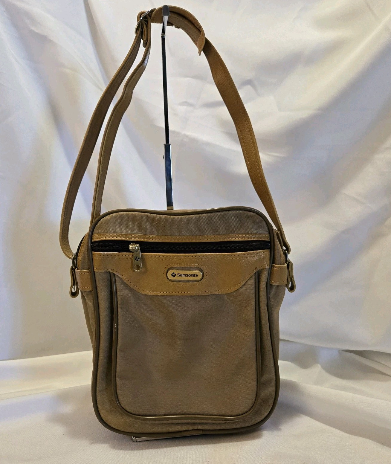 Vintage 1970s Samsonite Travel Shoulder Bag Gold Color