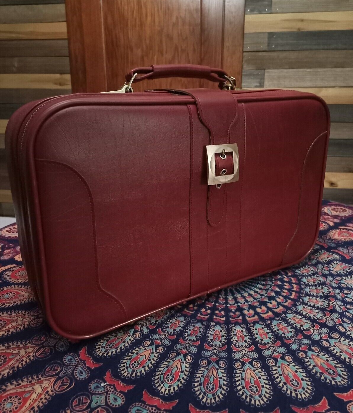 Vintage YKK Leather Suitcase Carry-on Bag Rich Mahogany Brown. 1970’s!