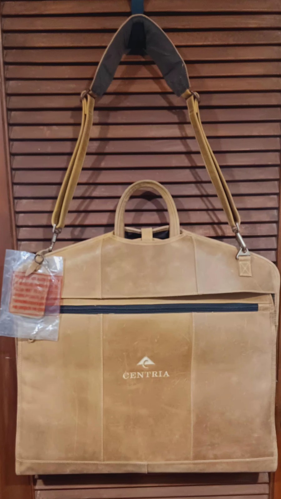 Vtg Canyon Outback Tan Leather Garment Bag Folding Travel Luggage Weekend NWT