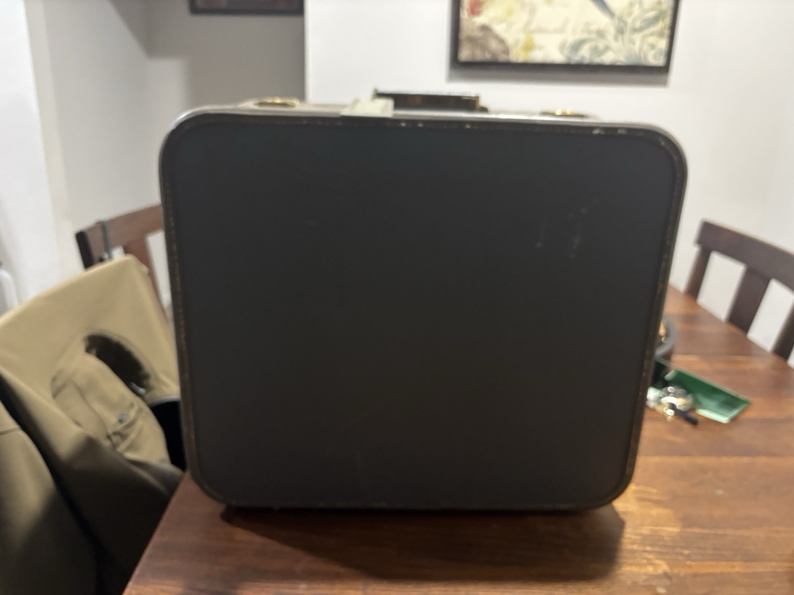 Vtg 50s 60s Lady Baltimore Blue Mid Century Suitcase Luggage 21 x 18 With Key