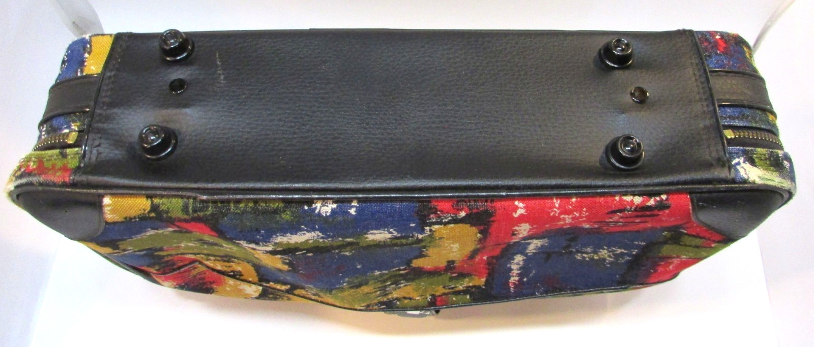 Vintage 1960s Japan Hippie Mod Color Canvas Fabric Briefcase Satchel Travel Bag