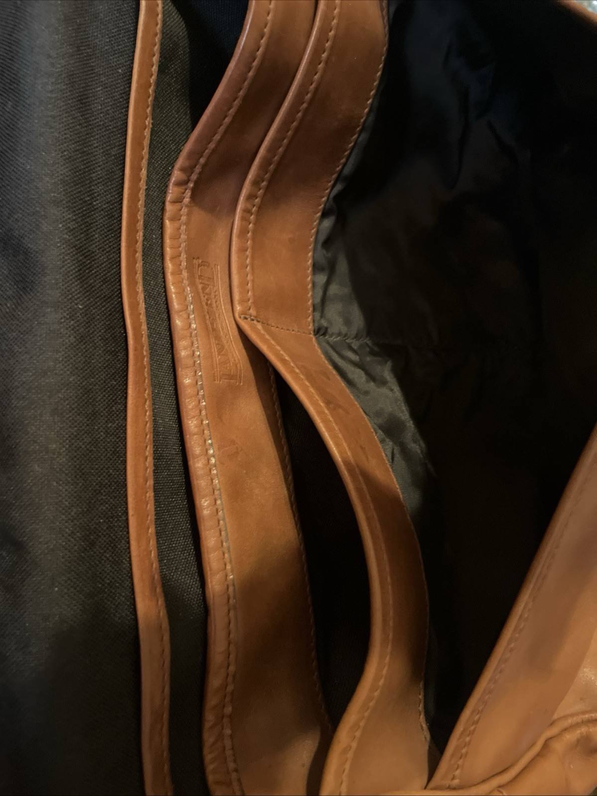Lands End Vintage Brown Leather Messenger Tote Handbag Travel Briefcase England