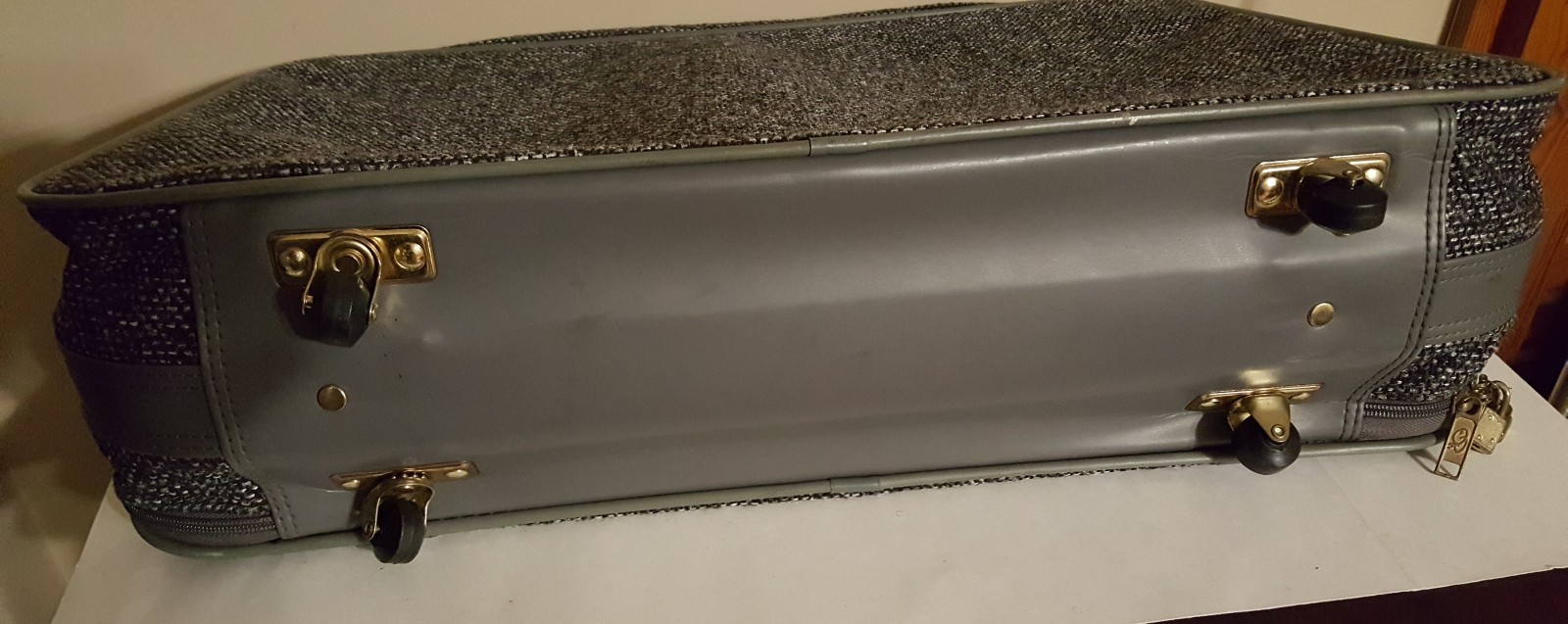 Vintage Oscar De La Renta Luggage Suit Case and Carry on Set Studio Gray Tweed