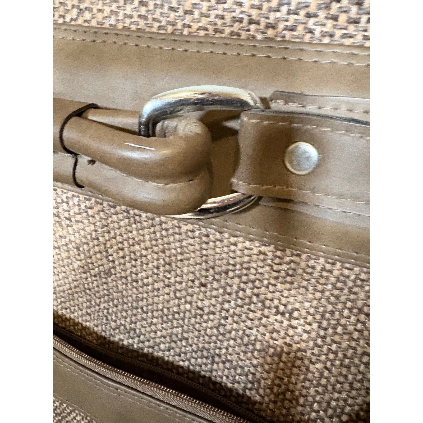 Vintage Members Only 3 Piece Luggage Set Brown Tweed Suitcase Garment Carry On