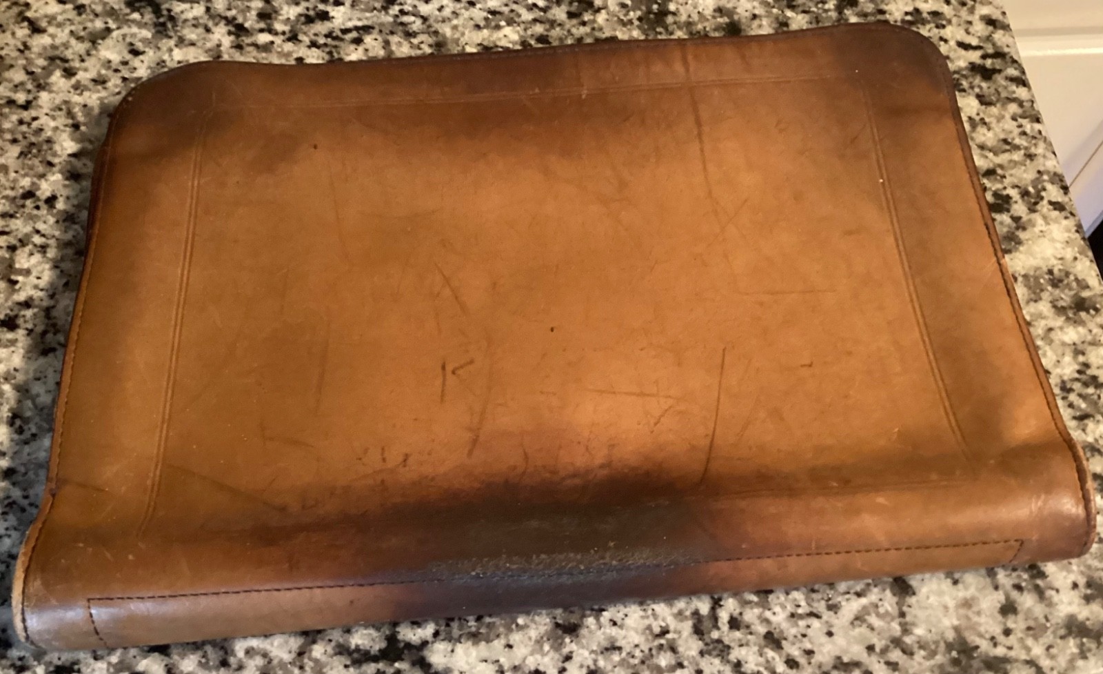 SCHLESINGER BROS Leather Brief Case Tan Attorney LEATHER PORTFOLIO VINTAGE 17×12