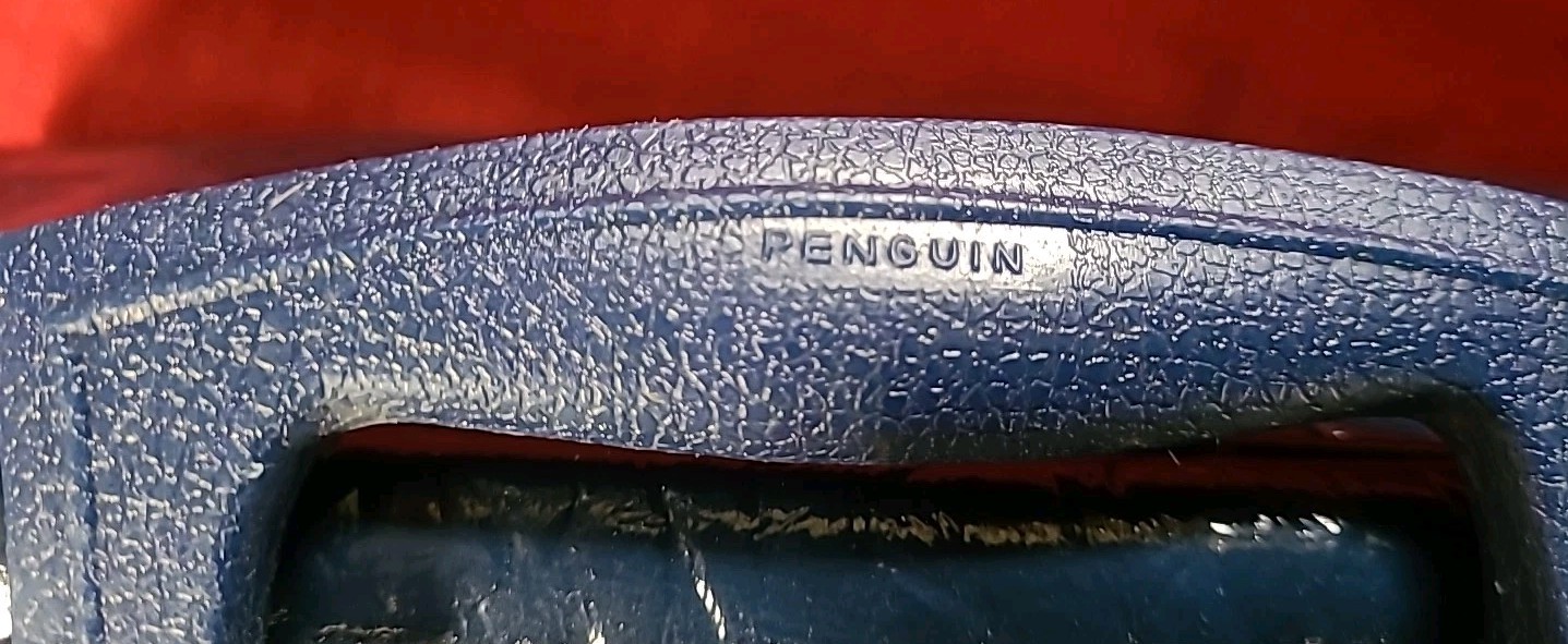 Vintage 60s Blue Vinyl Penguin Travelers Mini Suitcase Overnight Bag Mod Purse