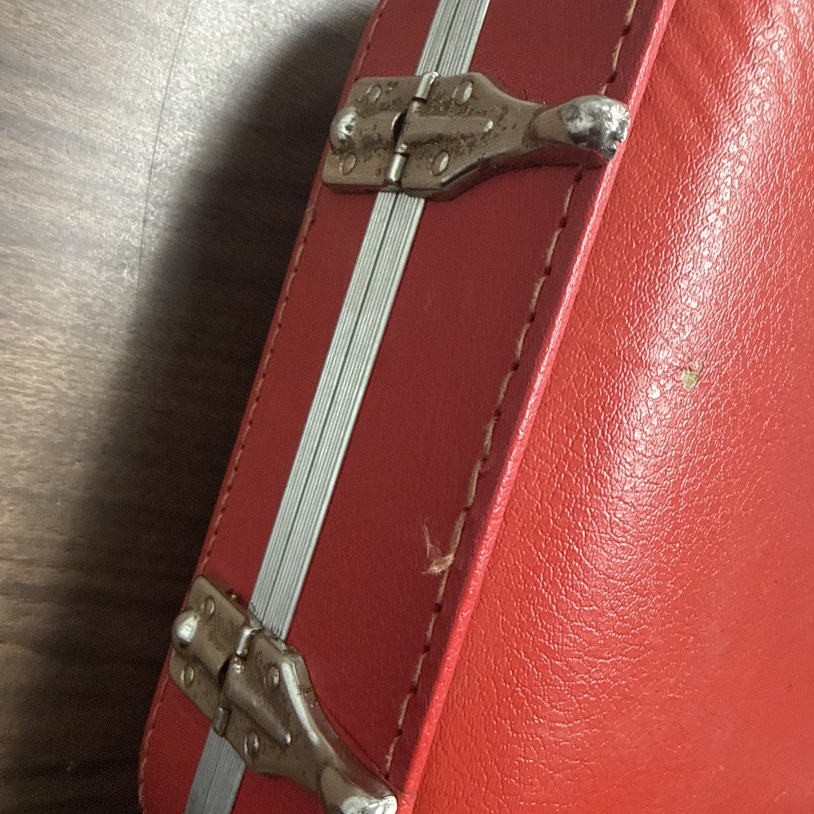 Vintage 70s 80s Girl Going to Grandma’s Red Hard 13” Suitcase Trojan Luggage Co.