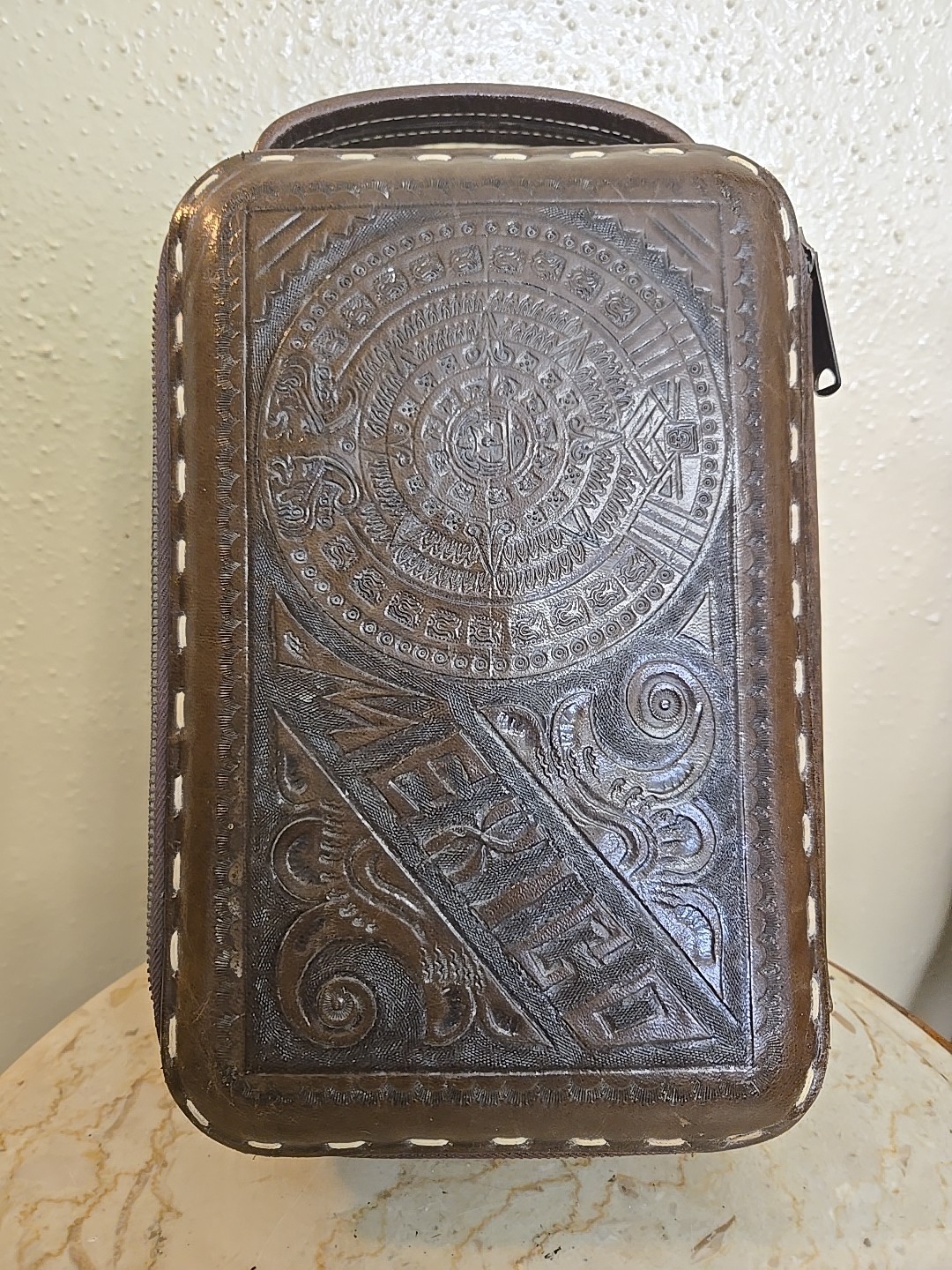 Antique Vintage 1930s Tooled Leather Toiletry Men’s Box Made In Mexico